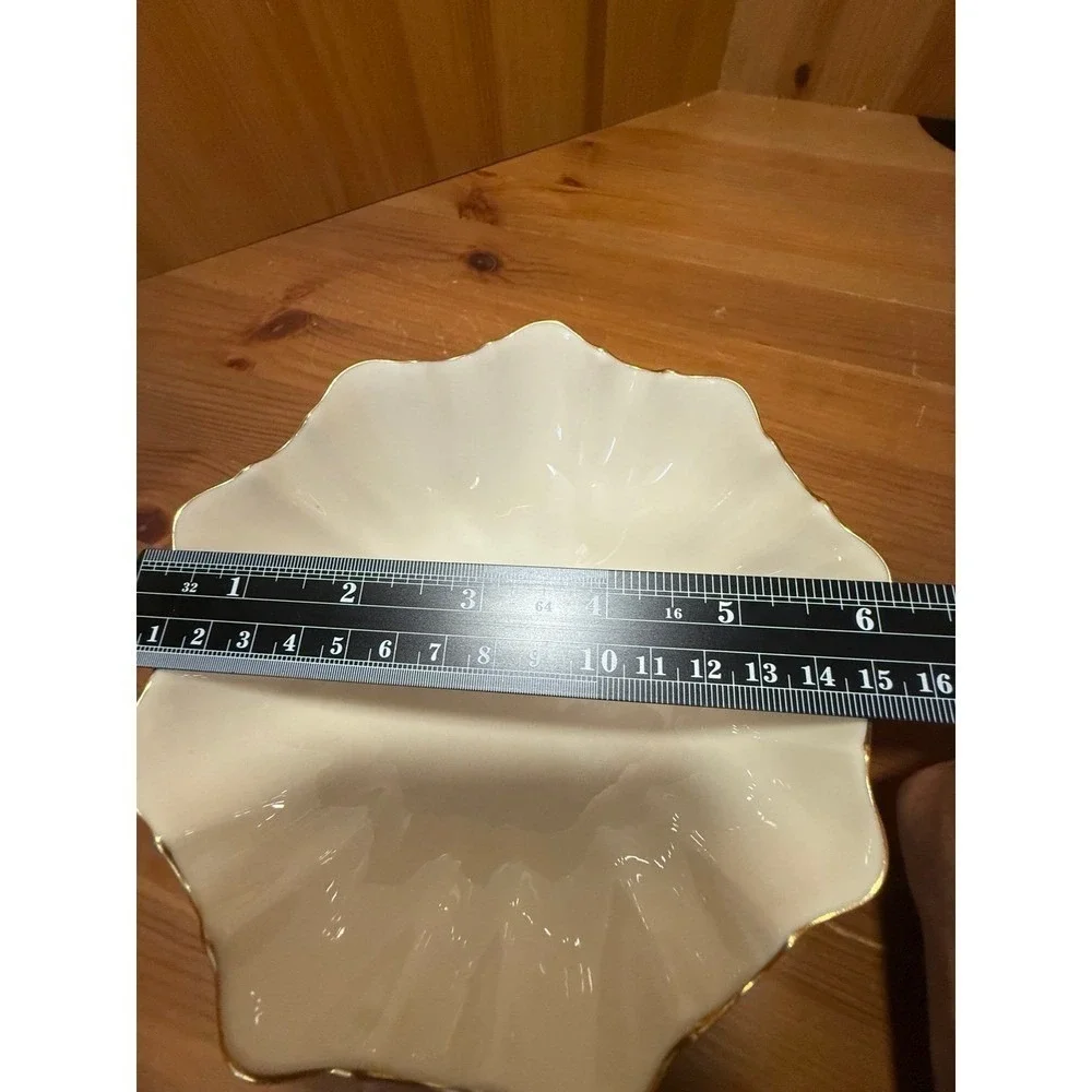 Lenox Ivory Porcelain Fluted Bowl Gold Trim Made in‎ USA Small Floral Candy Dish